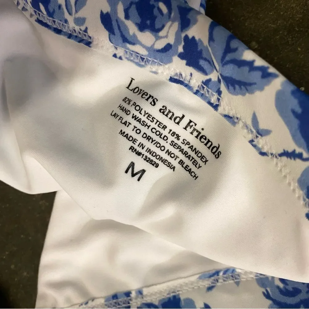 Lovers + Friends TAKE ME AWAY BOTTOM Blue Floral print Bikini separate Revolve M